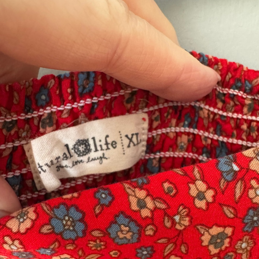 NATURAL LIFE Brick Red Floral Maxi Skirt XL - Picture 3 of 5